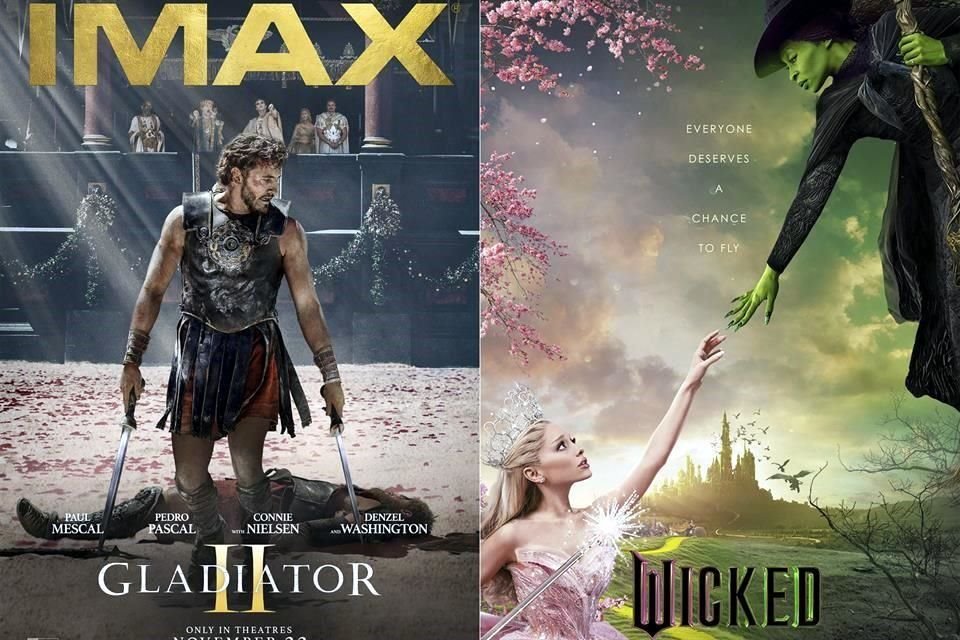 'Wicked' recaudó 19,2 mdd en su primer semana mientras que 'Gladiator II'recaudó 6,5 mdd.