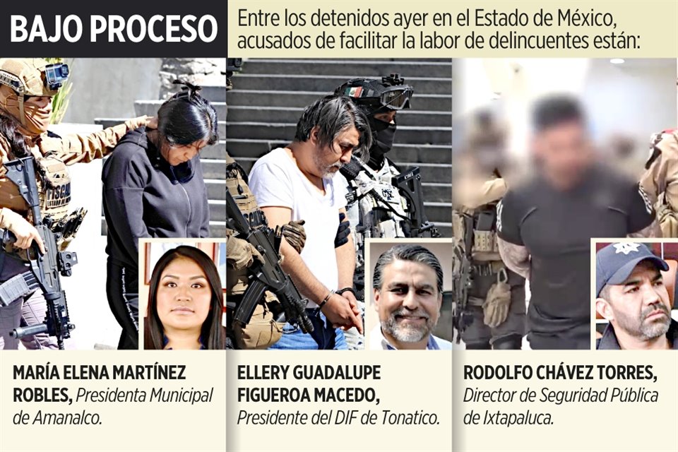 En un megaoperativo, una Alcaldesa, 5 mandos municipales y un director del DIF fueron detenidos en Edomex por presuntos nexos con el crimen.