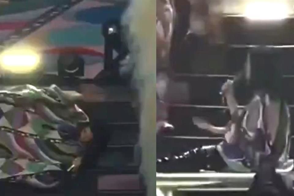 La intérprete, que se encontraba en una plataforma cuando cantaba su rola 'Zero', comenzó a bajar las escaleras hasta que se tropezó y rodó hasta el piso, ante la sorpresa de sus fans.