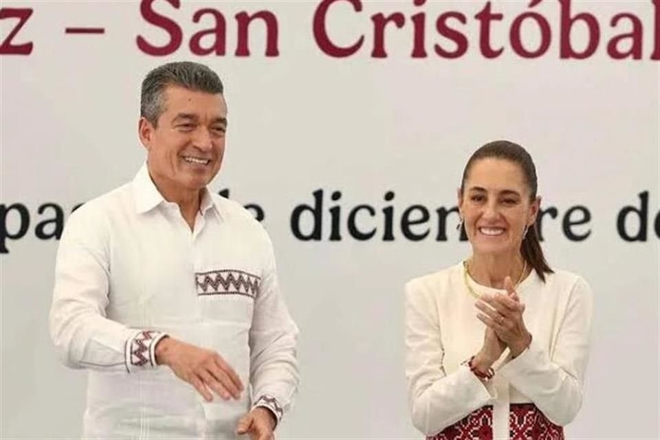 Rutilio Escandón, ex Gobernador de Chiapas, y Claudia Sheinbaum, Presidenta de México.