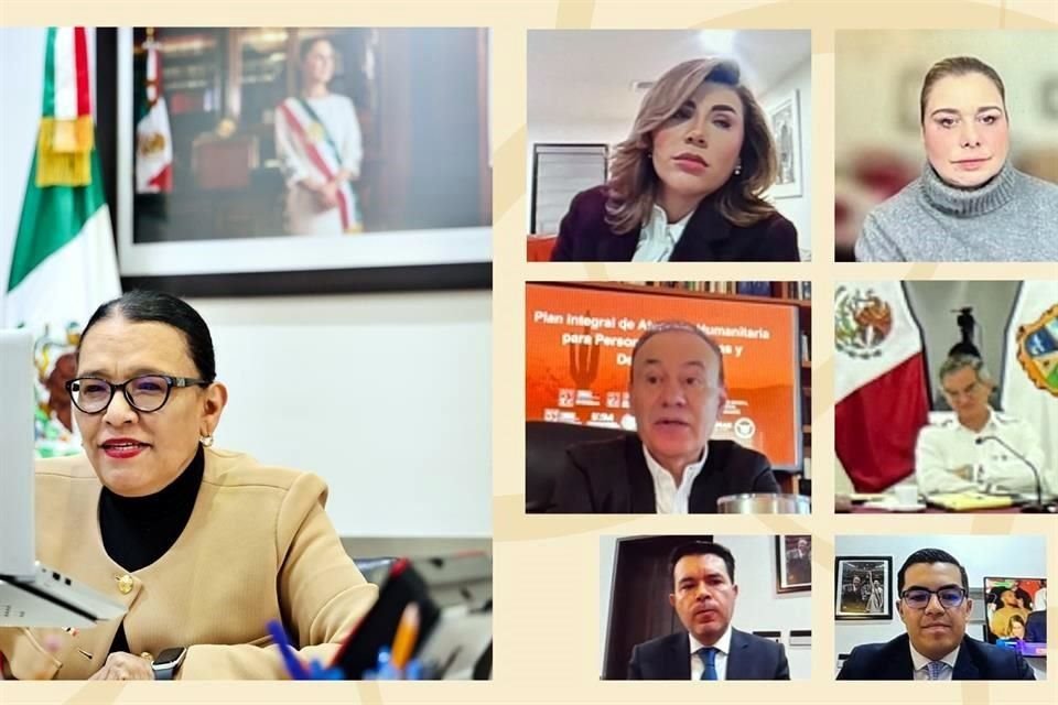 La titular de Segob y otros funcionarios en diálogo con los Gobernadores de BC, Chihuahua, Sonora y Tamaulipas.