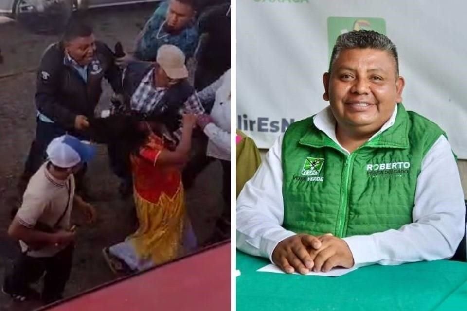 Roberto Pérez, Walikota Pevemista San Pedro Ixtlahuaca, di Oaxaca, diselidiki karena memukul dan menarik seorang wanita di tengah jalan umum.