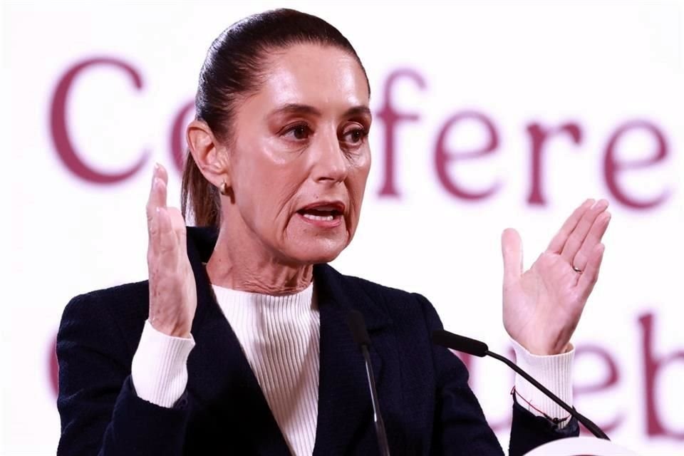 La Presidenta en su conferencia de prensa de este lunes en Palacio Nacional.