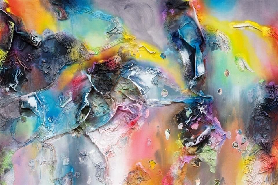 El lienzo 'A Sublime Concealment of Time' (2023), de la artista chicana Leslie Martinez, es descrito como 'un paisaje emocional'.