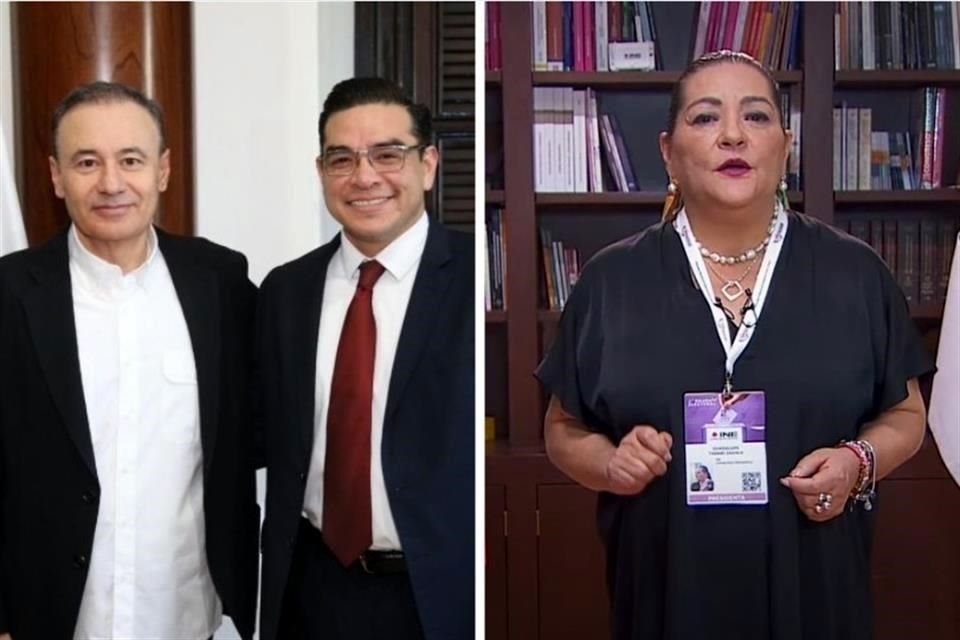 El Gobernador Alfonso Durazo (izquierda) nombró a Rogelio Piñeda, hijo de Guadalupe Taddei (derecha), consejera presidenta del INE, como parte de su gobierno en Sonora.