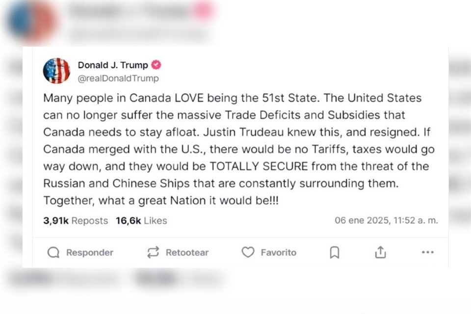 El último mes, el republicano ha sugerido que Canadá se integre a Estados Unidos.