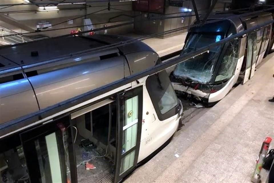 Dos tranvías colisionaron en el túnel que conduce a la estación de tren de Estrasburgo.