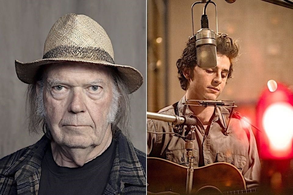 Neil Young recomendó a sus seguidores ver la cinta 'Un Completo Desconocido', la cual elogió y consideró un homenaje digno a Bob Dylan.