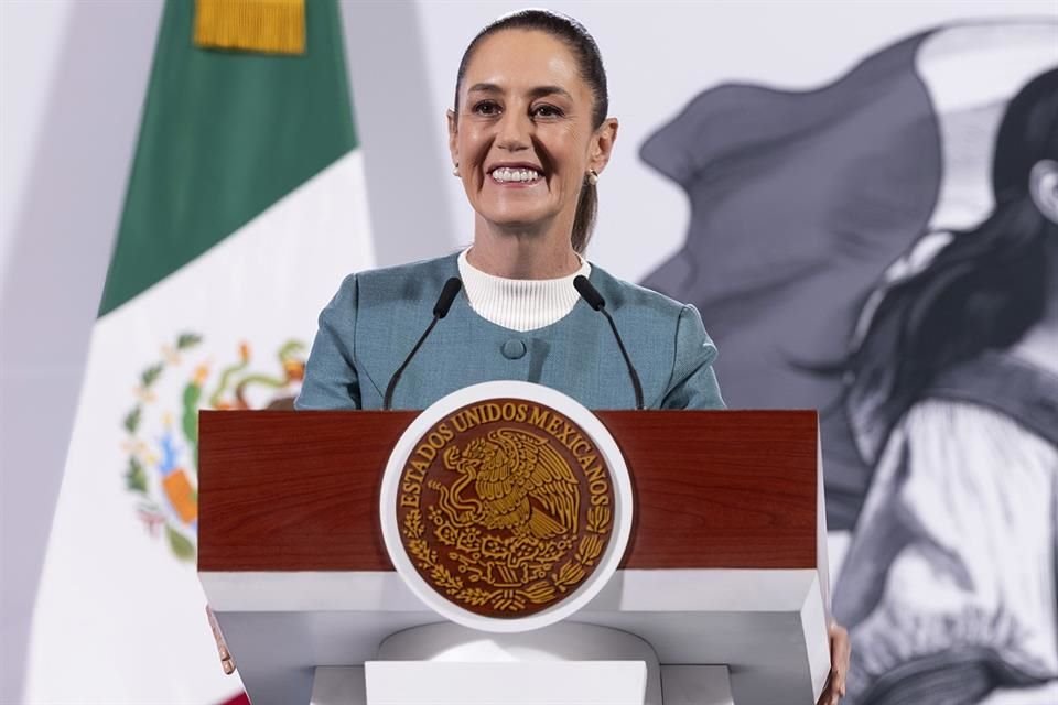 La Presidenta Claudia Sheinbaum durante una conferencia matutina.