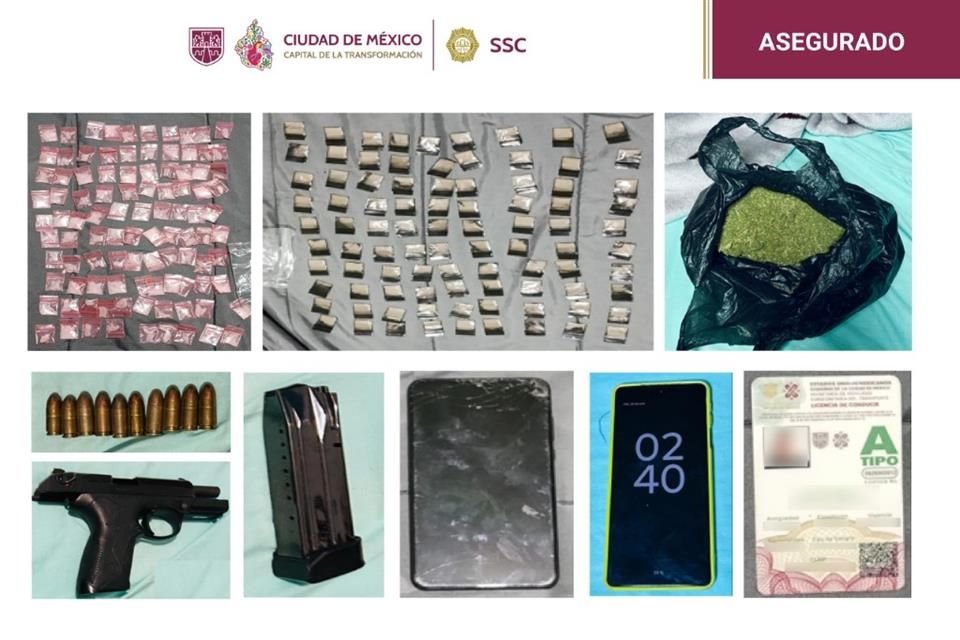 Se les aseguraron 90 dosis de aparente cocaína, 99 dosis de posible crystal, aproximadamente 500 gramos de supuesta marihuana, un arma, entre otros.