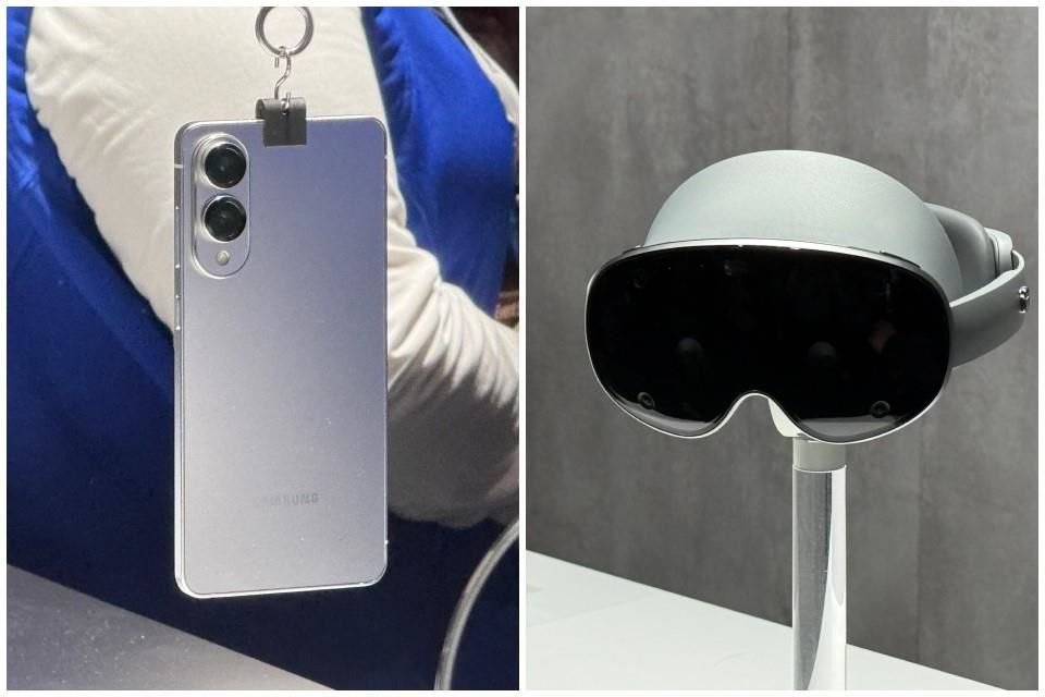 Samsung sigue los pasos de Apple al mostrar un visor de Realidad Virtual y un celular más delgado.