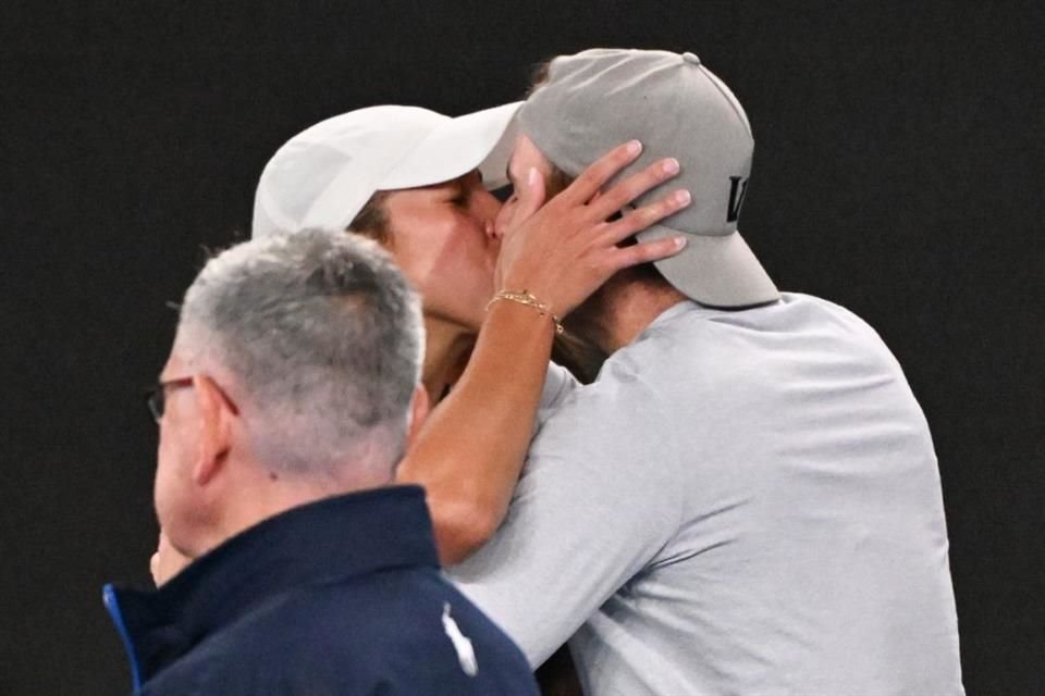 Madison Keys festejó con su esposo y entrenador,  Bjorn Fratangelo.