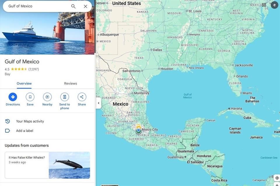 Para usuarios en México seguirá apareciendo como Golfo de México.