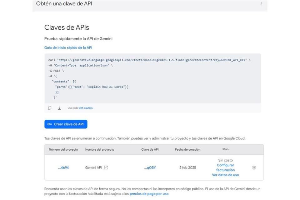 Google cobra por el uso de la API de Gemini según la cantidad de tokens que consumes. Un millón de tokens equivale aproximadamente a 750,000 palabras en inglés, según datos de la empresa.
