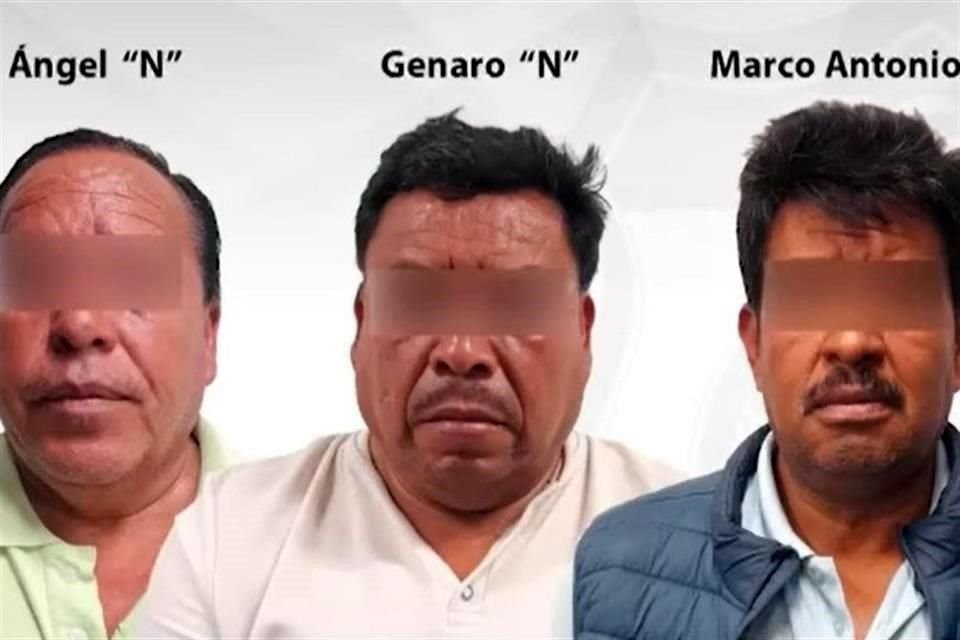 Angel 'N', Genaro 'N' y Marco Antonio 'N' fueron presentados ante la Fiscalía Estatal de Morelos tras privar de la libertad a ejidatarios; indagan presunta relación con un multihomicidio en enero.