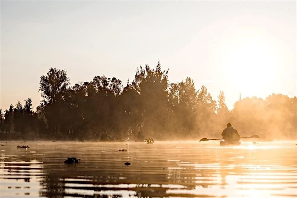 Kayak en canales de Xochimilco.