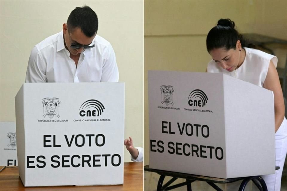 El Presidente Daniel Noboa y la candidata Luisa González votaron durante la elección en Ecuador.