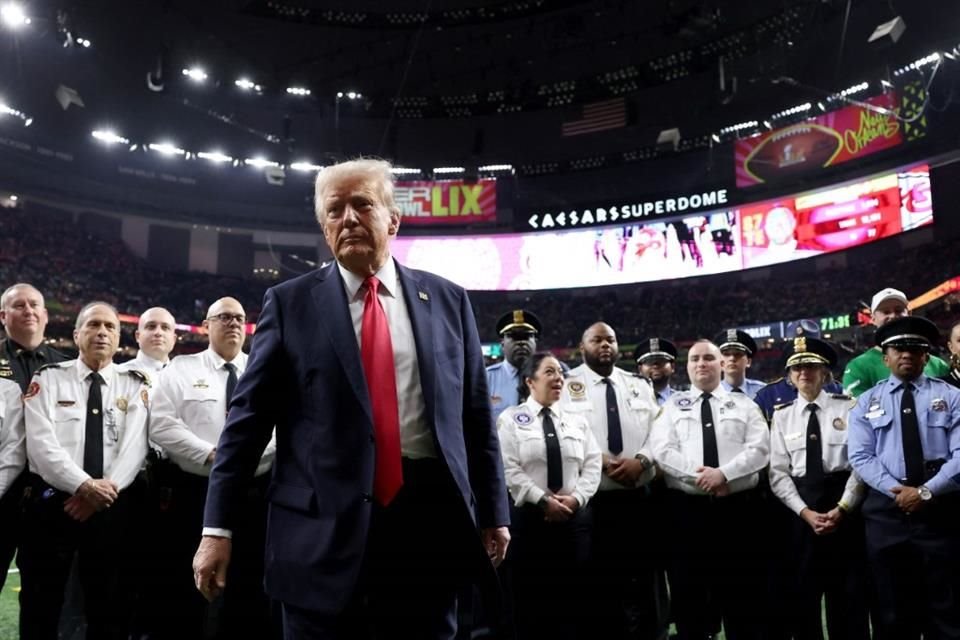 El Presidente de EU, Donald Trump, durante el Super Bowl en Nueva Orleans, Luisiana, el 9 de febrero del 2025.