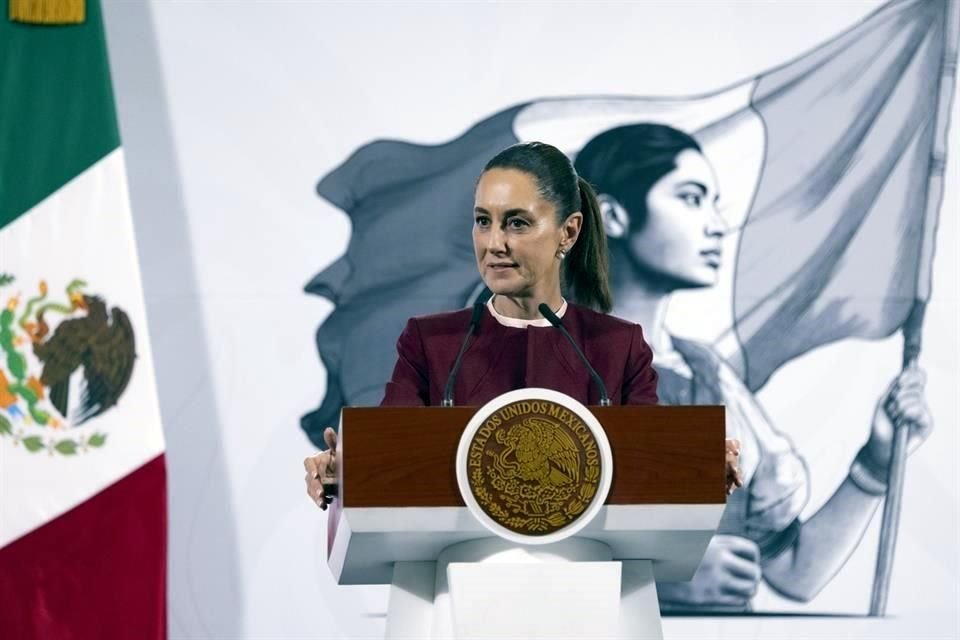 La Presidenta en su conferencia de prensa de este jueves en Palacio Nacional.