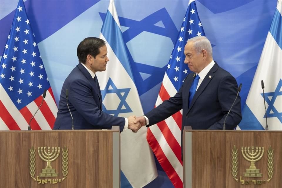 El Secretario de Estado de EEUU, Marco Rubio, y el Primer Ministro israelí, Benjamin Netanyahu, durante una conferencia de prensa en Jerusalén, Israel, el 16 de febrero de 2025.