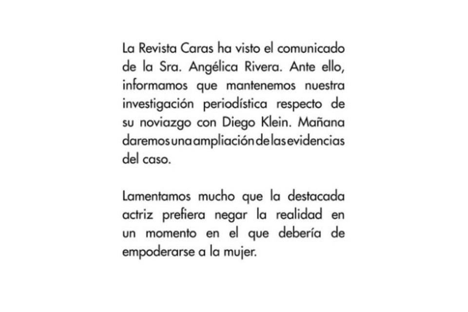 La revista, que también reveló la relación, sacó su propio comunicado.