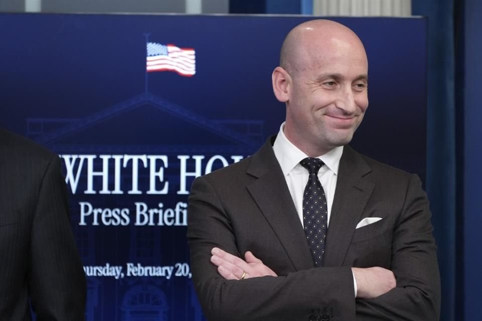 El Asesor de Seguridad Interna de Trump, Stephen Miller, durante una conferencia de prensa en la Casa Blanca el 20 de febrero del 2025.