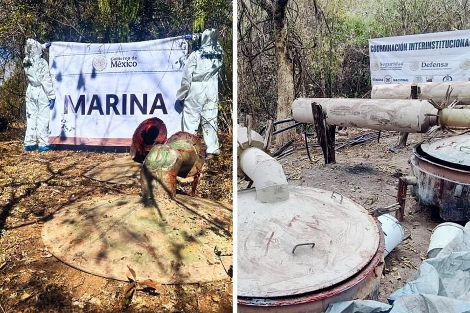 La Secretaría de Marina (Semar) en coordinación con la FGR, localizó y neutralizó dos laboratorios clandestinos y un plantío de marihuana en Sinaloa.