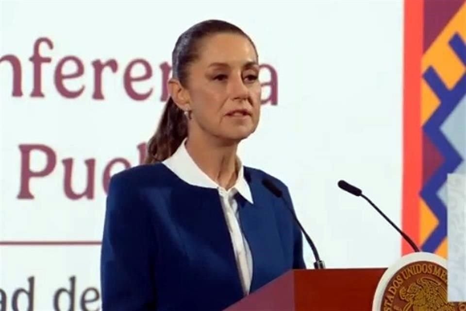 La Mandataria en su conferencia de prensa de este jueves en Palacio Nacional.