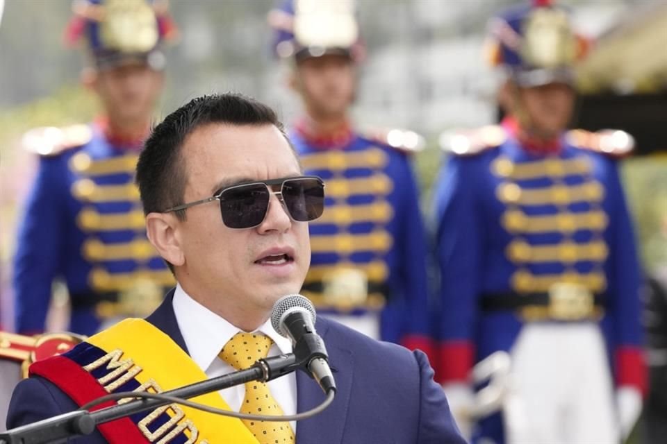 El Presidente de Ecuador, Daniel Noboa, durante una ceremonia en Quito, el 27 de febrero.