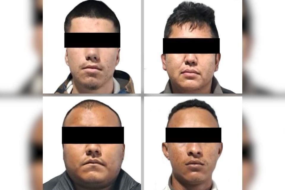 Elíaz Balleza, Abisaí Aguilar, José Félix Portocarrero y Salvador Flores, presuntos miembros del Cartel Jalisco Nueva Generación, fueros detenidos tras operativo de la Guardia Nacional.