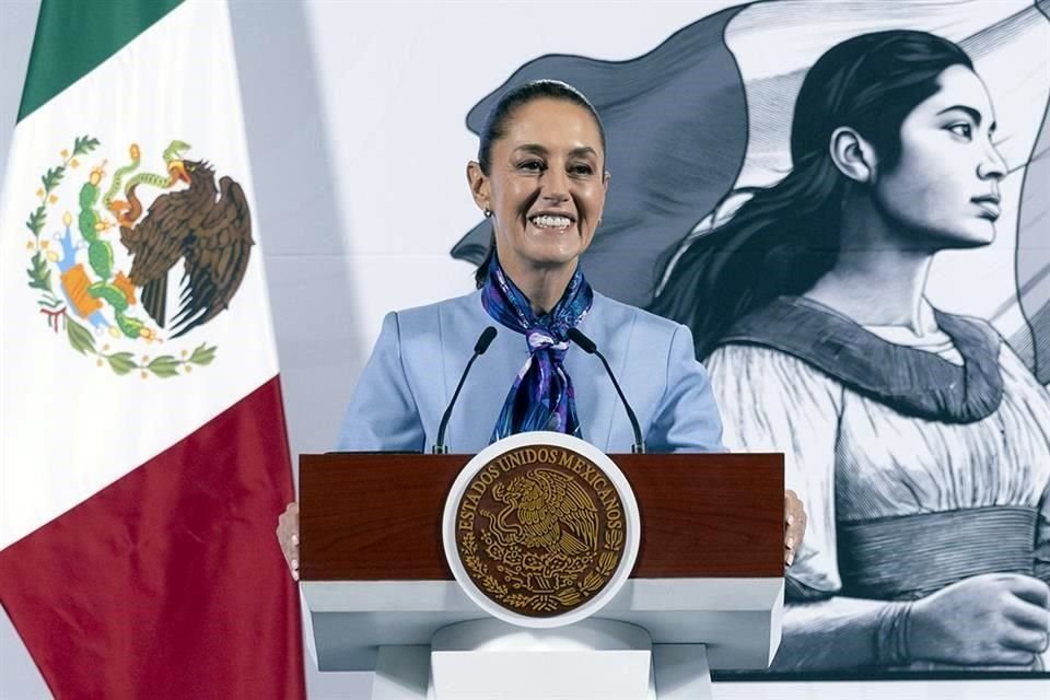 La Presidenta en su conferencia de prensa de este miércoles en Palacio Nacional.