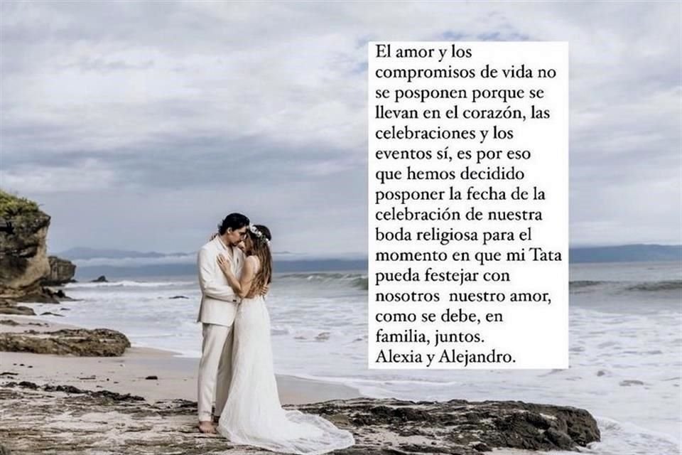 Alex Fernández y su esposa Alexia, quienes ya se casaron por el civil, lanzaron el comunicado en sus redes.