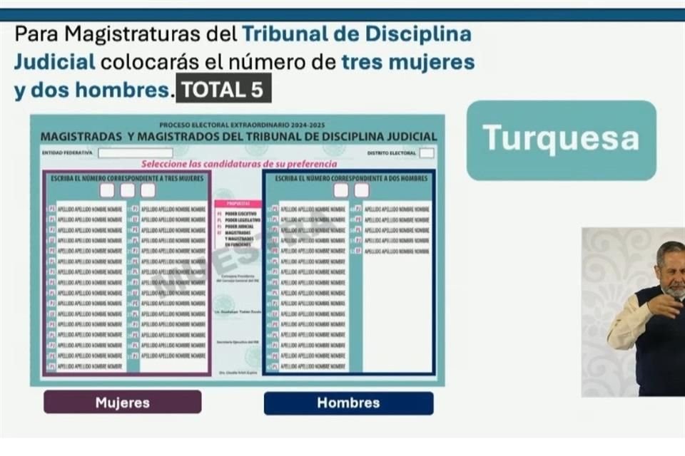 Boleta para la elección de Magistrados del Tribunal de Disciplina Judicial.