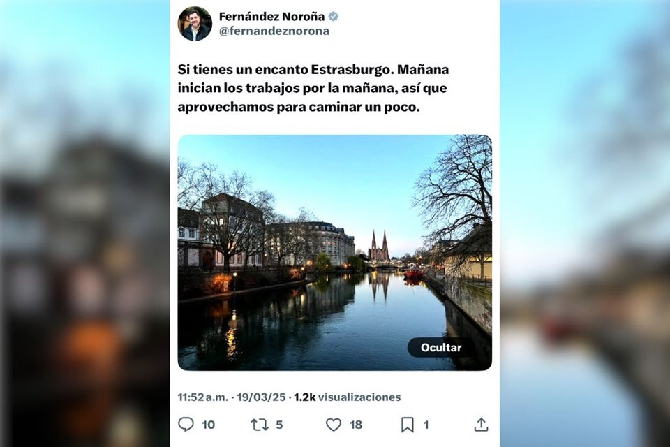 El legislador posteó en su cuenta de X una foto del 'encanto' que tiene Estrasburgo.