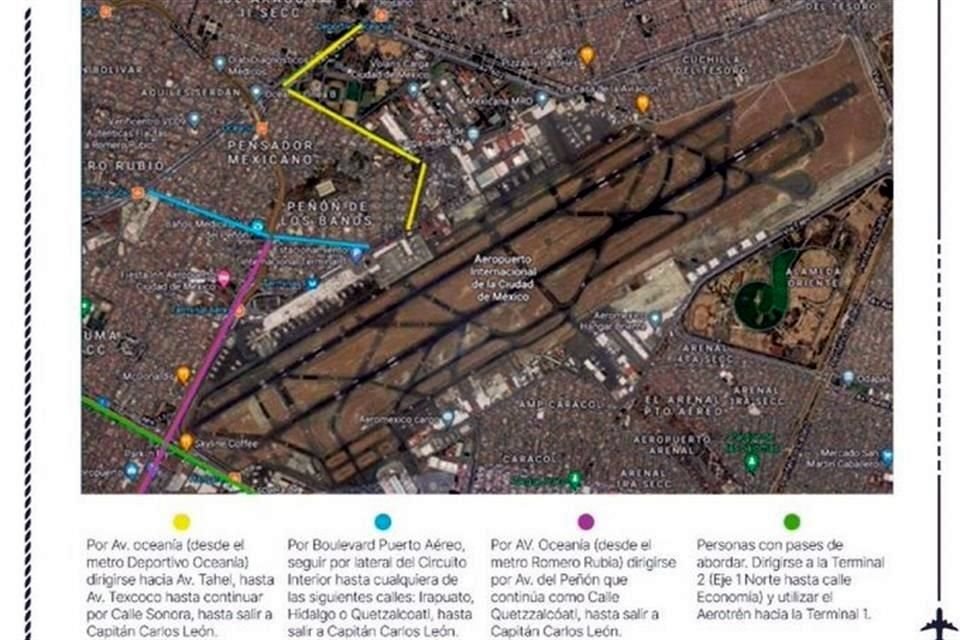 Autoridades del AICM informaron de las alternativas para llegar a la terminal áerea.