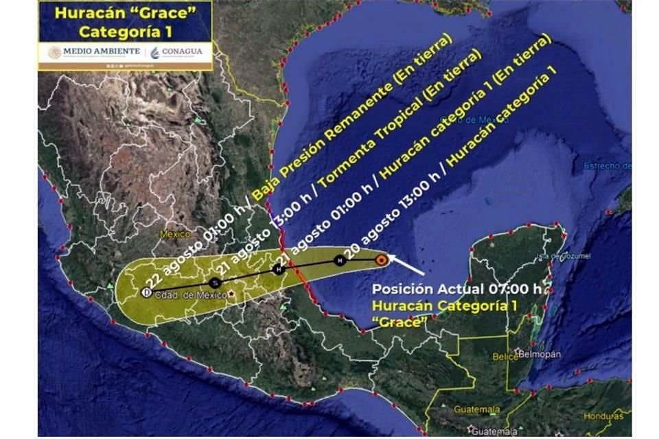 'Grace' se dirige a costas de Veracruz.