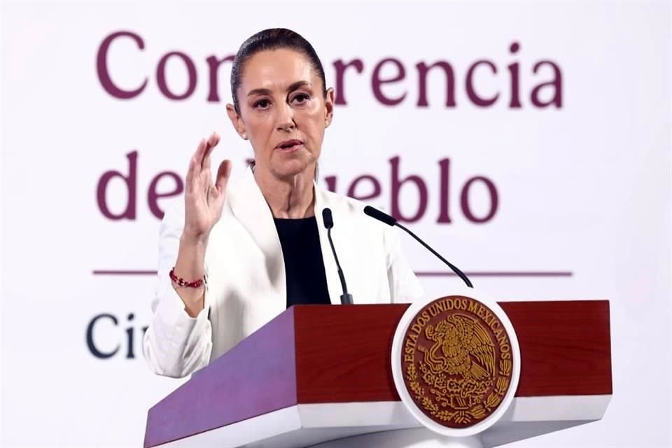La Presidenta en su conferencia de prensa de este jueves en Palacio Nacional.