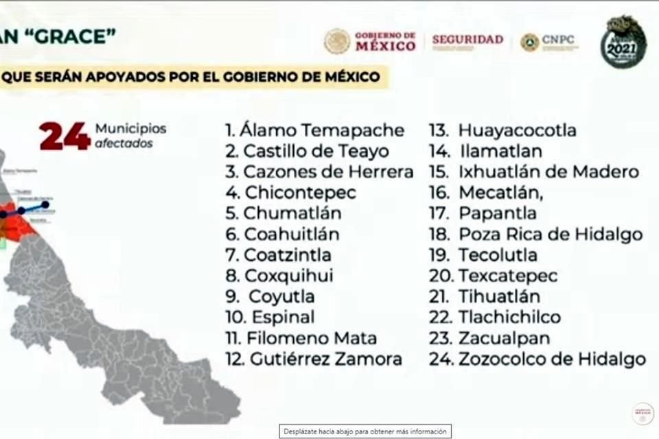 Estos son los 24 municipios que serán apoyados por el Gobierno federal.