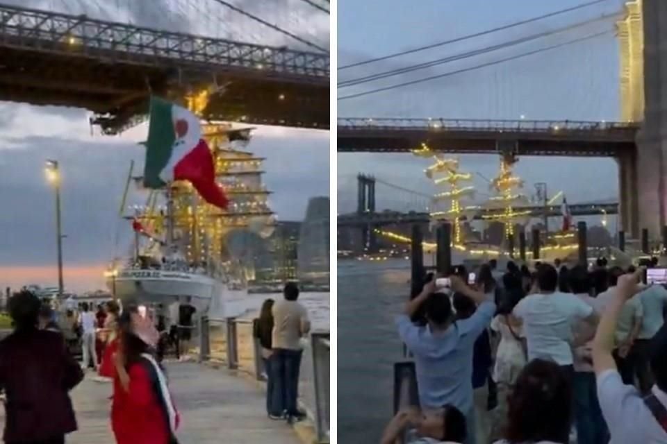El Buque Escuela 'Cuauhtémoc' tuvo un percance al pasar por el Puente de Brooklyn, en Nueva York, durante maniobra de zarpe, informó Semar.