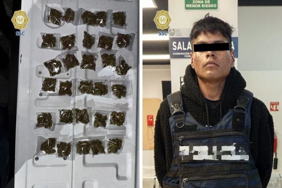 Policías que patrullaban la zona le marcaron el alto y le realizaron la revisión, donde le encontraron 30 paquetes individuales de mariguana.