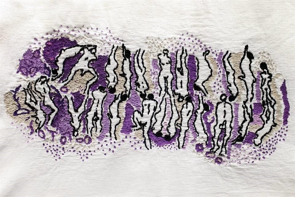 Carmina Hernández fusiona en su creación la xilografía con el bordado.