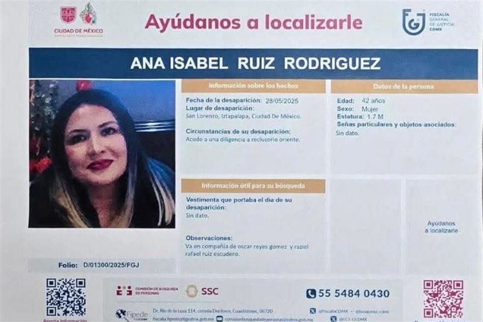 Las Fiscalías de la Ciudad de México y del Estado de México, respectivamente, divulgaron las fichas de búsqueda.