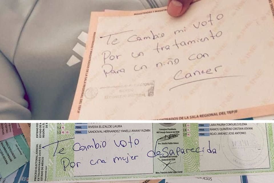 Un votante de Tlalnepantla de Baz, Estado de México, 'cambió' su voto por 'un tratamiento para un niño con cáncer' y 'por una mujer desaparecida'.