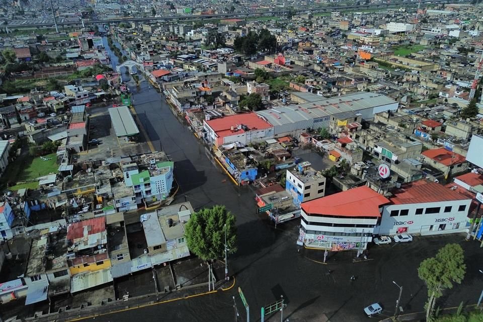 Überblick über die Überschwemmungen in Santa Mateo Atenco, Bundesstaat Mexiko.