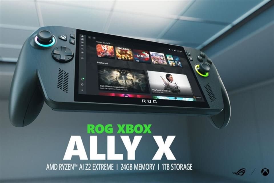 ROG Xbox Ally X equipa un chip Ryzen AI Z1 Extreme, 24 GB de RAM, 1 TB de SSD.
