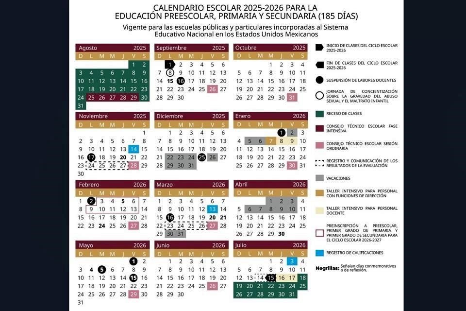 Este lunes se dio a conocer el calendario escolar para el año entrante.