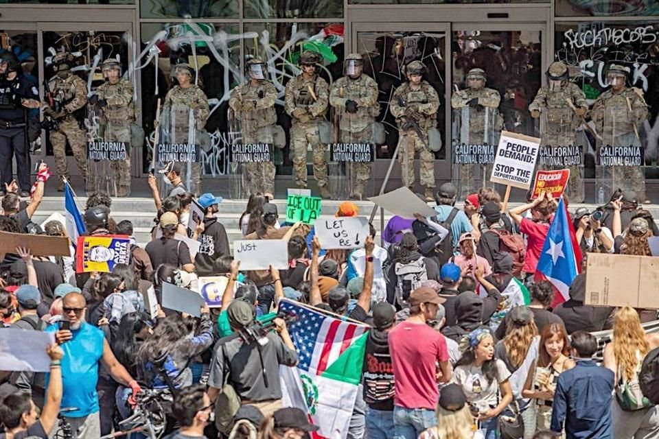 Más de 5 mil elementos de la Guardia Nacional y marines reforzaron la vigilancia en Los Ángeles, mientras que las manifestaciones contra las redadas se extendieron a más de 20 ciudades de EU.