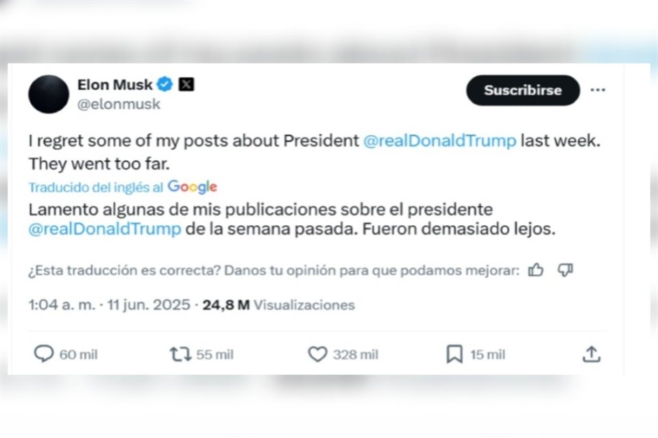 El empresario expresó su pesar en una publicación en X en las primeras horas de este miércoles 11 de junio.