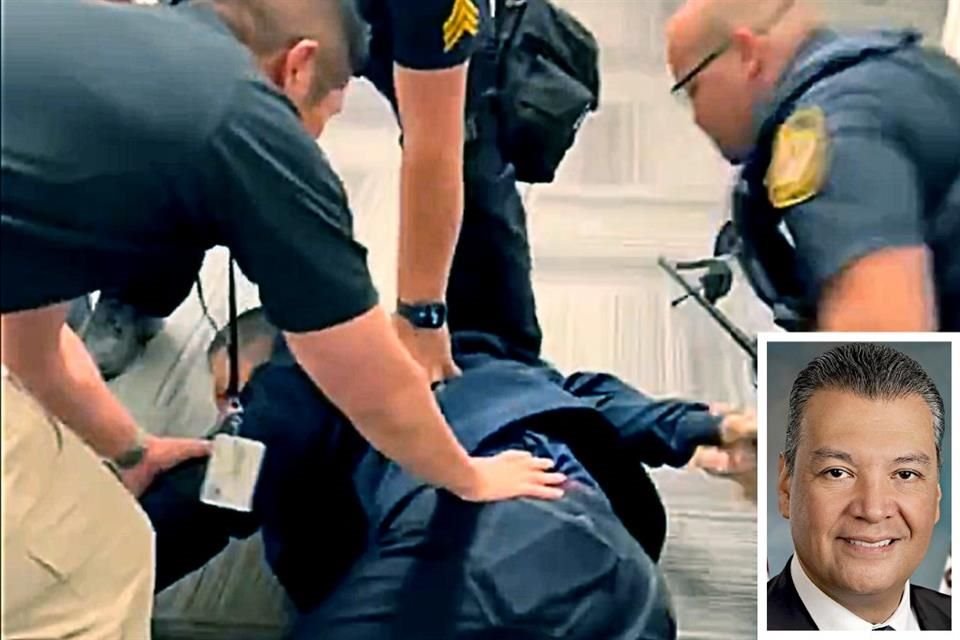Mientras tanto el Senador de California Alex Padilla fue sacado y detenido por irrumpir una conferencia de prensa de Noem.