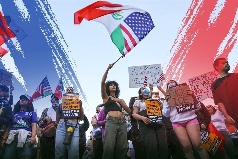 Miles de personas protestan en EU contra Trump.